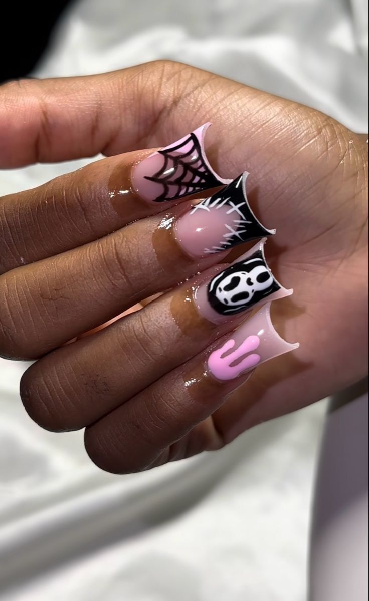 Halloween Duck Nails, Short Duck Nails Acrylic, Short Duck Nails, Duck Nails Acrylic, Holloween Nails, Halloween Acrylic Nails, Duck Nails, Hard Nails, Colored Acrylic Nails