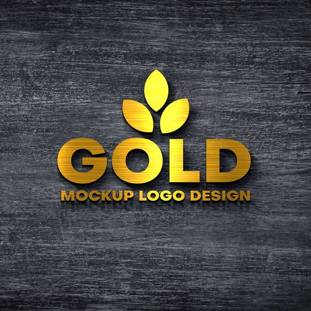 gold logo design on wooden background