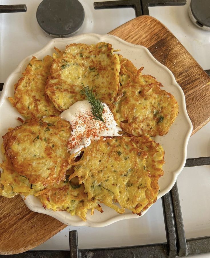 an omelet is on a plate with other food items