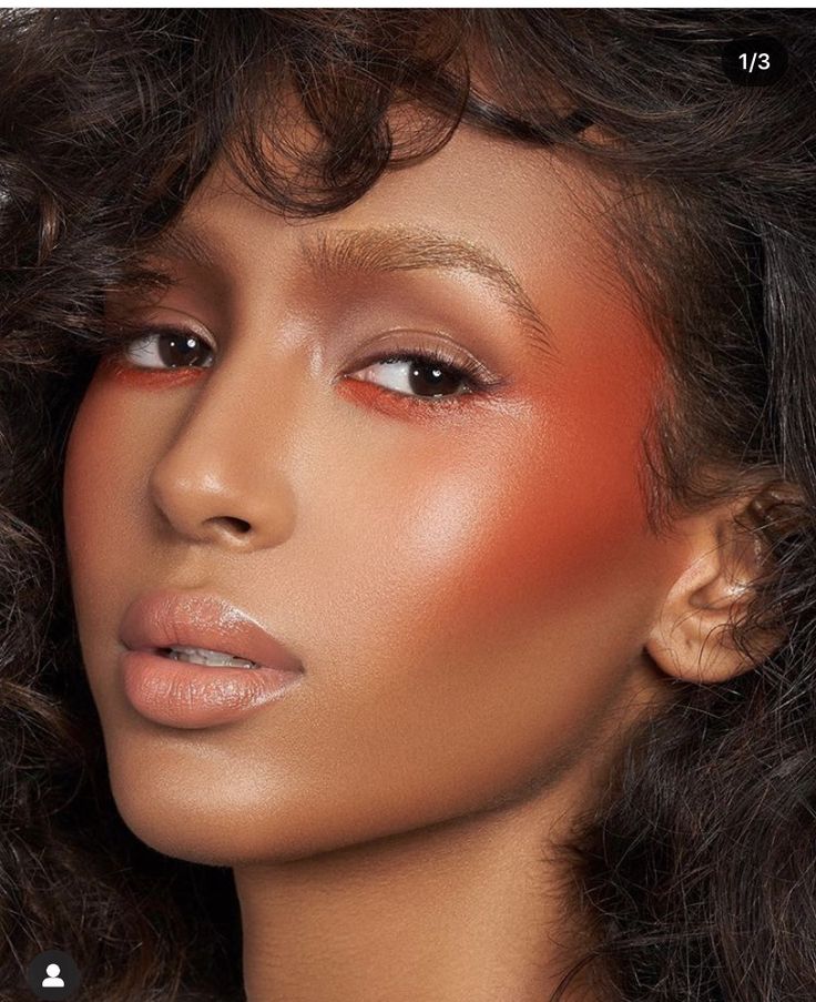 Aveda Makeup, Danessa Myricks, Orange Makeup, Orange Blush, Cheek Makeup, Celebrity Makeup Artist, Creative Makeup Looks, Spring Makeup, Editorial Makeup