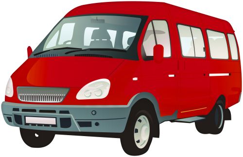 a red van is shown on a white background