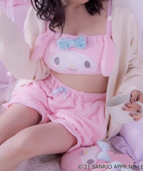 A loungewear set made for the sweetest and made for you. Lounge in comfort and cuteness in this 2 piece pajama set. Features a Sanrio characters embroidery. Fluffy velvet material is very soft and comfy! Cute Sanrio Clothes, Cute Pink Sleepwear, My Melody Pjs, Sanrio Pjs, My Melody Pajamas, Kawaii Pjs, Sanrio Pajamas, Kawaii Fits, My Melody Outfit