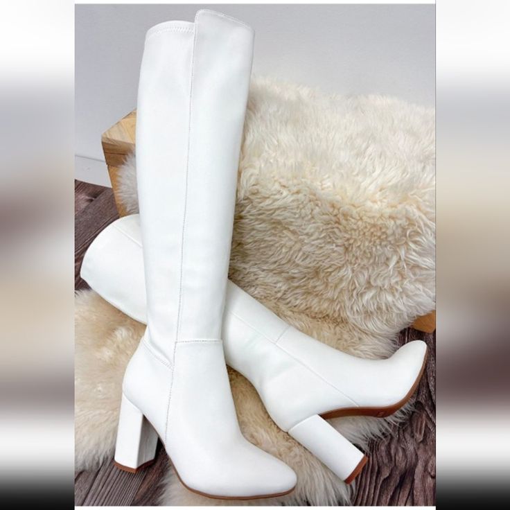 Very Comfortable Elegant Over The Knee Boots 3 Inch Heel Boots Very Soft Faux Leather Heeled Combat Boots, Bridal Boots, Lug Boots, Knee Length Boots, Top Moda, Boots White, Black Heel Boots, White Halter Maxi Dress, Black Knees