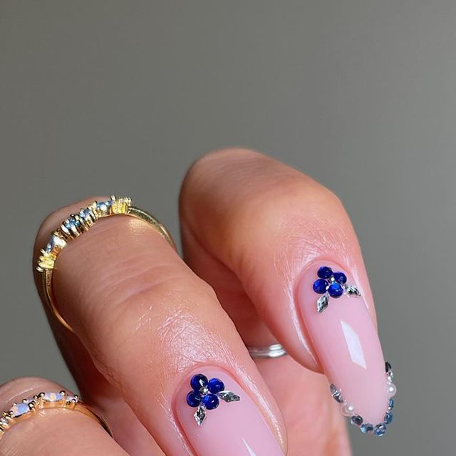 Colourful Rhinestone Nails, Nails With Blue Rhinestones, Sparkly Blue Nails, Amazon Link, Winter Blues, Winter Days, Blue Rhinestones, Winter Day, Something Blue