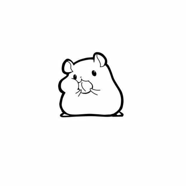 a black and white drawing of a hamster