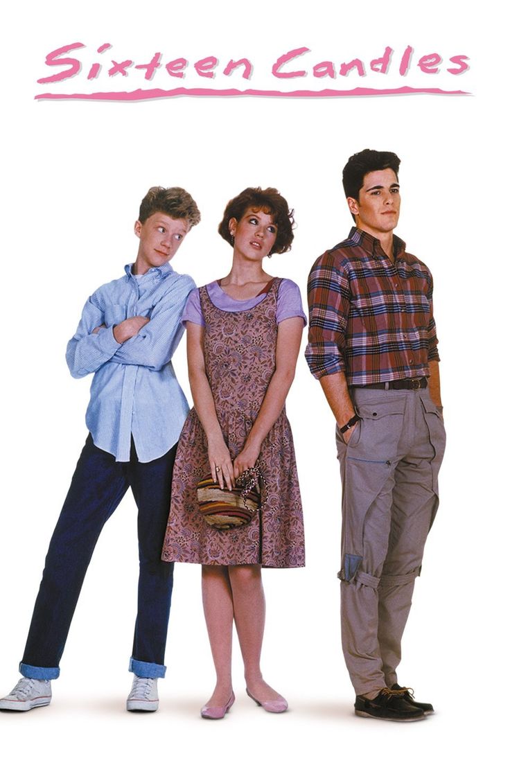 the dvd cover for sixteen candles shows two people standing next to each other, one holding a purse