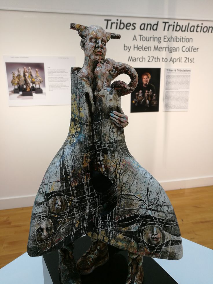 a sculpture on display in a museum