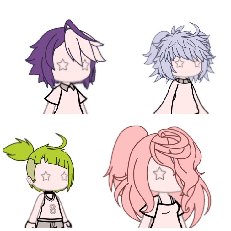 four cartoon characters with different colored hair