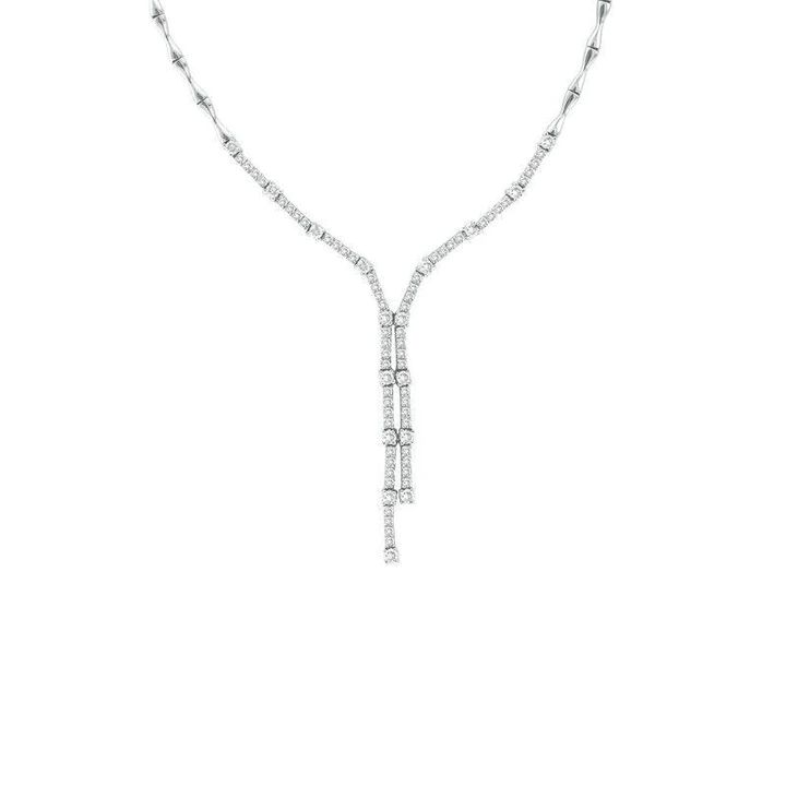 100% Natural Diamonds, Not Enhanced in any way Round Cut Diamond Necklace 2.11CT G-H  SI   14K White Gold,   Prong style,  17 gram 16 inches in length 77 diamonds  N4406WD   ALL OUR ITEMS ARE AVAILABLE TO BE ORDERED IN 14K WHITE, ROSE OR YELLOW GOLD UPON REQUEST. All Chains of Pendants and Necklaces Can be Requested in Luxury Baguette Diamond Necklace For Formal Events, Elegant Diamond Tennis Necklace With Pave Setting, Elegant Diamond White Tennis Necklace With Pave Setting, Formal Diamond Tennis Necklace With Pave Setting, Diamond Tennis Necklace With Pave Setting For Formal Occasions, Formal Dazzling Necklace With Brilliant Cut, Dazzling White Gold Necklace For Formal Events, Dazzling Formal Necklace With Brilliant Cut, Dazzling Brilliant-cut Necklace For Formal Occasions