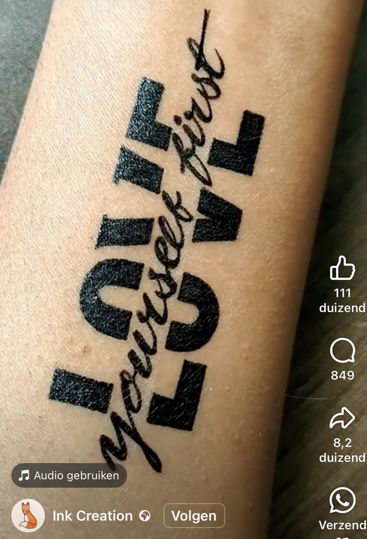 a tattoo with the words'i love you'written on it