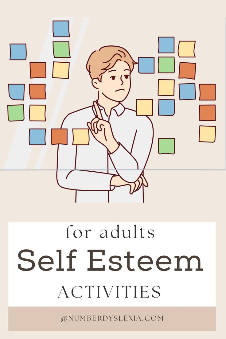 a man with his hands folded in front of him and the words for adults self - esteem