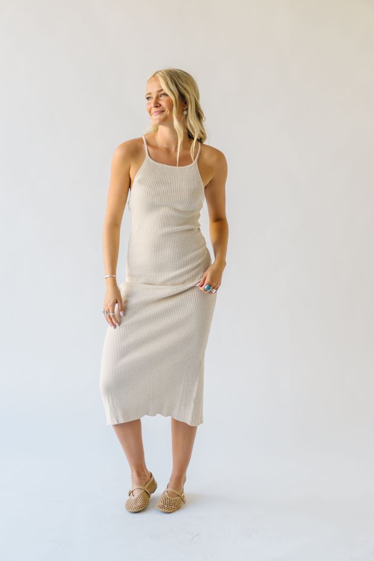 Embrace effortless style with The Aplin Ribbed Tank Midi Dress in Natural. Made with soft ribbed fabric, this dress offers all-day comfort and features a flattering midi length. Perfect for any occasion, this dress is a must-have for your wardrobe. (Score!) Details self/lining: 73% viscose + 27% nylon Fabric Care Guide Here Sizing & Fit Measurements are approximate and taken while laying flat across the front. Not doubled. small: bust = 10"; length = 46" medium: bust = 11"; length = 47" large: b Nursing Friendly, Quilted Vest, Ribbed Tank, Jeans Jumpsuit, Nylon Fabric, Floral Midi Dress, Cardigan Jacket, Ribbed Fabric, Small Bust