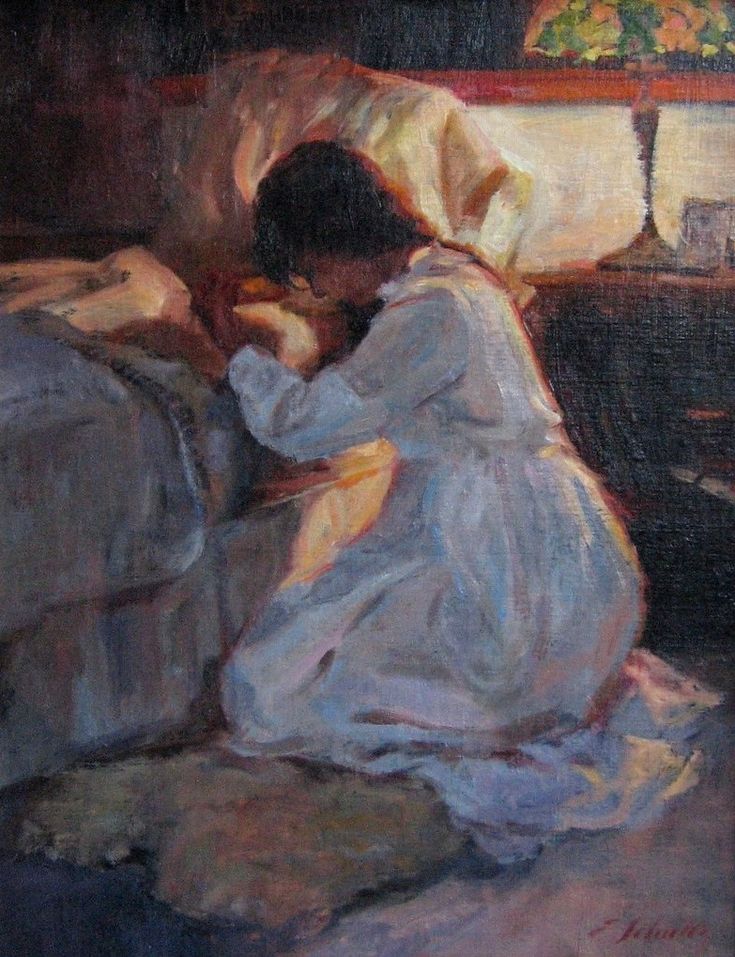 a painting of a woman sitting on a couch