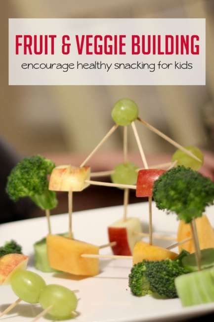 fruit and veggie building is an engaging healthy snack for kids