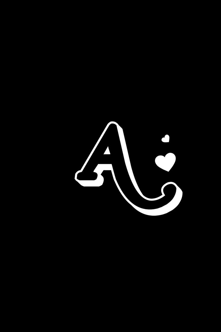 the letter a is made up of two hearts and an arrow on it's side