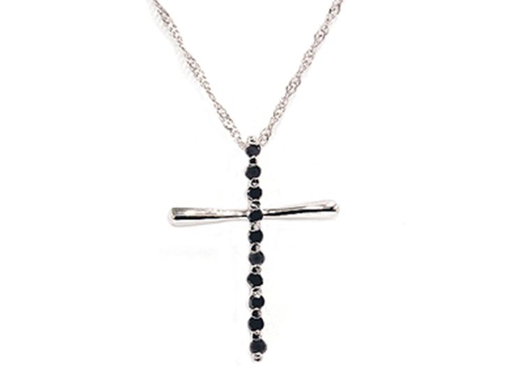 Pompeii3 Black Round Diamond Solid 14 Karat White Gold Cross Pendant Necklace #Sponsored #Solid, #Ad, #Diamond, #Black Black Diamond Necklaces For Anniversary, Black Necklaces With Diamond Accents For Anniversary, Classic Black Diamond-cut Necklace, Black Diamond Cut Sterling Silver Jewelry, Black Sterling Silver Diamond Cut Jewelry, Sterling Silver Jewelry With Black Diamonds In Round Cut, Black Sterling Silver Jewelry With Diamond Cut, Sterling Silver Jewelry With Black Diamonds Round Cut, Sterling Silver Jewelry With Black Diamonds