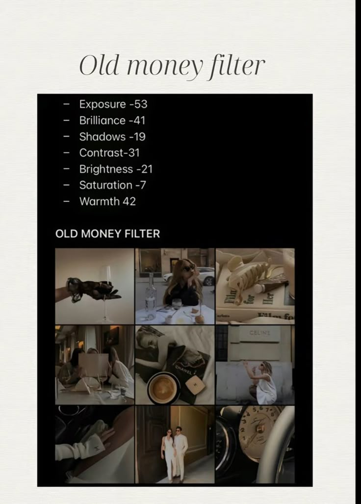 an advertisement for old money filter