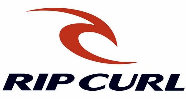 the rip curl logo is red and black