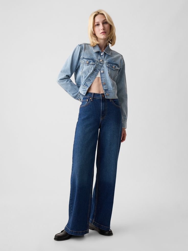 Fit: Fitted in the waist & hips with a full-length, relaxed wide leg.  This jean has a loose fit – Jeans Look, Soil Health, Gap Jeans, Material Girls, Non Stop, High Rise Jeans, High Jeans, Stretch Jeans, Wide Leg Jeans