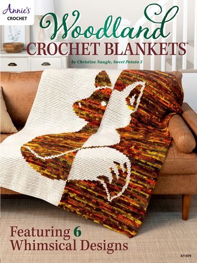 the cover of needle and crochet blankets featuring an image of a dog on a blanket