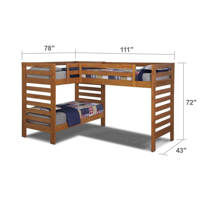 a bunk bed with two drawers and a mirror