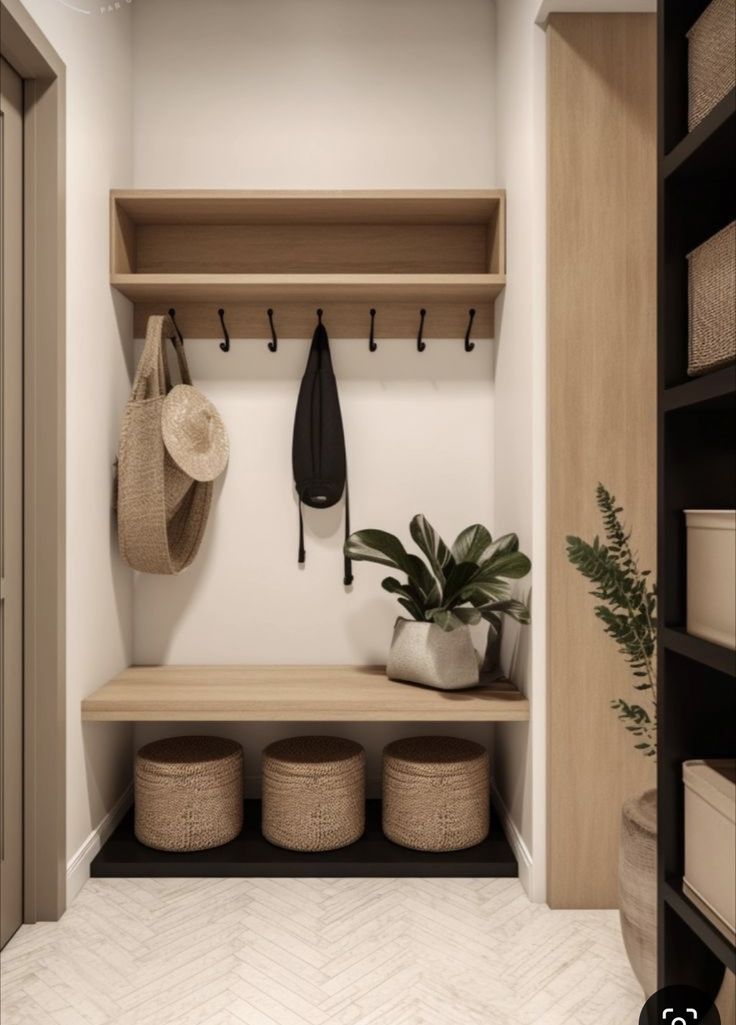 the entryway is clean and ready to be used as a mud room for storage