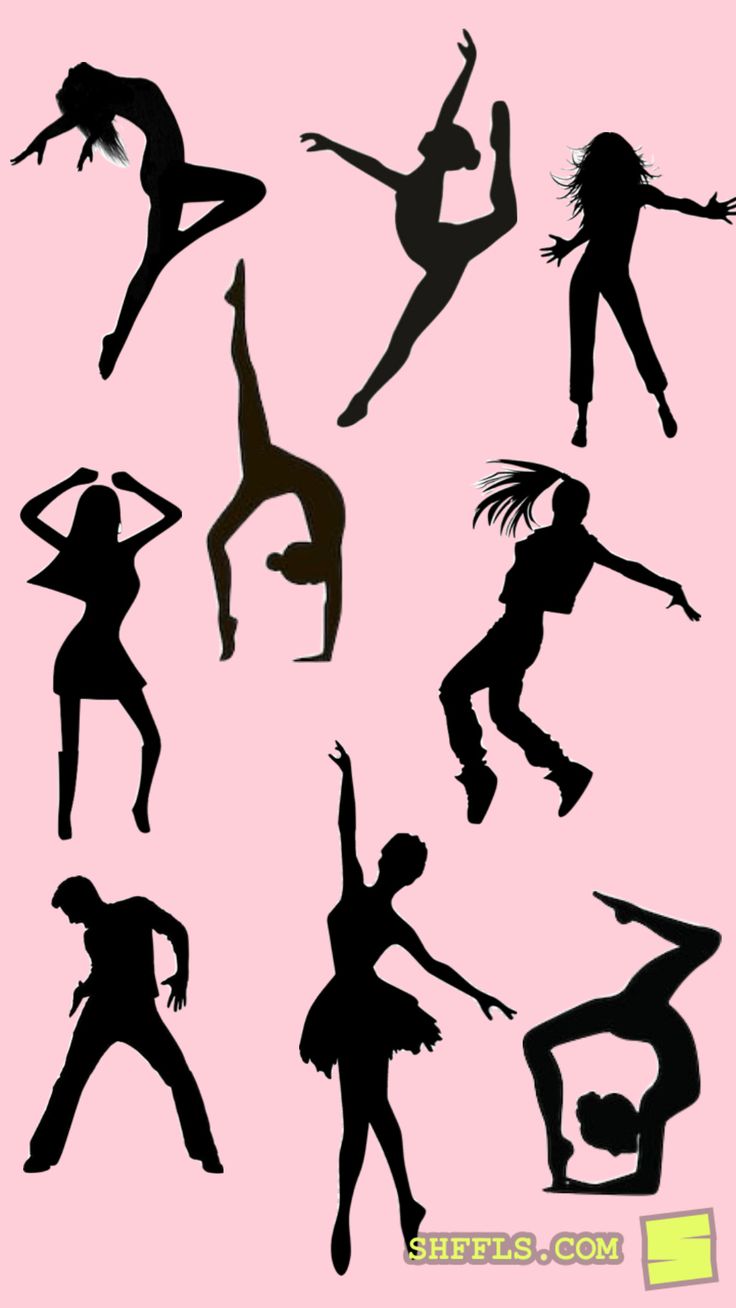 the silhouettes of dancers are shown in different poses