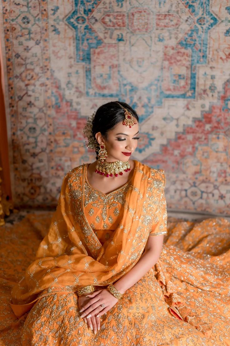 Apricot Color Zardozi Bridal Lehenga Anarkali Style Kundan Pre-draped Saree For Navratri, Pre-draped Kundan Saree With Dupatta, Kundan Pre-draped Saree With Dupatta, Bollywood Style Pre-draped Saree With Tilla For Navratri, Eid Sharara With Tilla Detailing, Eid Semi-stitched Tilla Sharara, Festive Lehenga With Tilla Detailing, Navratri Sharara With Tilla Details, Festive Lehenga With Tilla