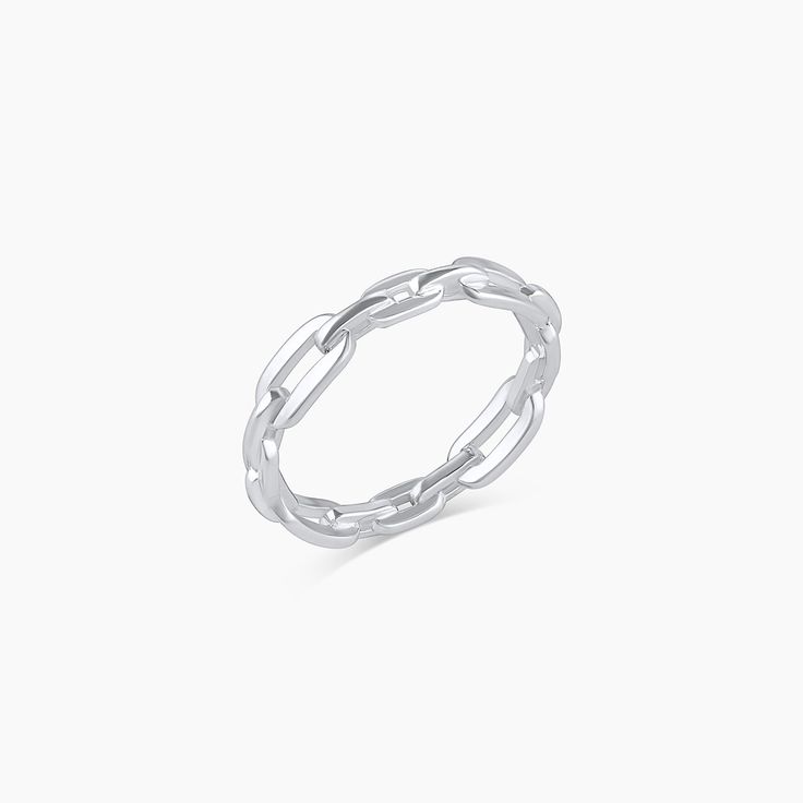 Description This bold, modern-luxe link band adds instant sophistication. Product Details 3/16"" at tallest point Available in 18k gold plated and silver plated brass brass Avoid contact with anything containing derivatives of alcohol Modern Open Band For Promise Ring, Modern Stackable White Gold Rings, Classic Silver Link Rings, Elegant Silver Midi Rings With Thick Band, Modern Stackable Eternity Band In White Gold, Modern Everyday Stackable Rings With Round Band, Adjustable Modern White Gold Band, Modern Adjustable White Gold Band, Silver Classic Chain Ring Tarnish Resistant