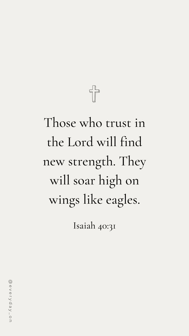 an image with the words those who trust in the lord will find new strength they will soar high on wings like eagles