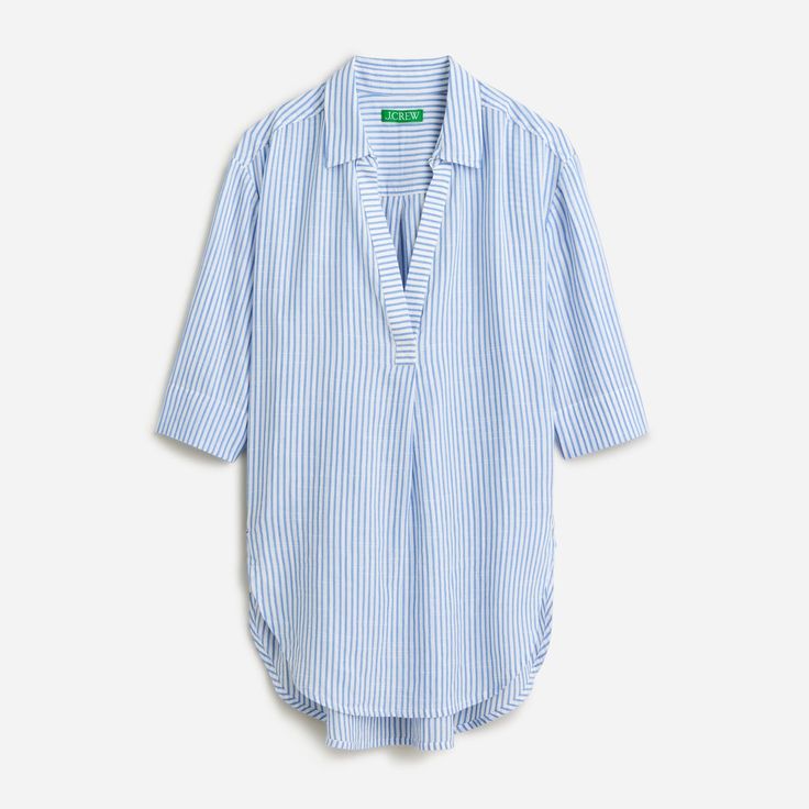 Popover shirt in striped airy gauze Gauze Shirt, Popover Shirt, Get Dressed, Womens Swimwear, Matching Sets, Fashion News, J Crew, Top Shirt, For Women