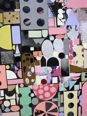 a collage of different shapes and sizes with circles, rectangles, and dots