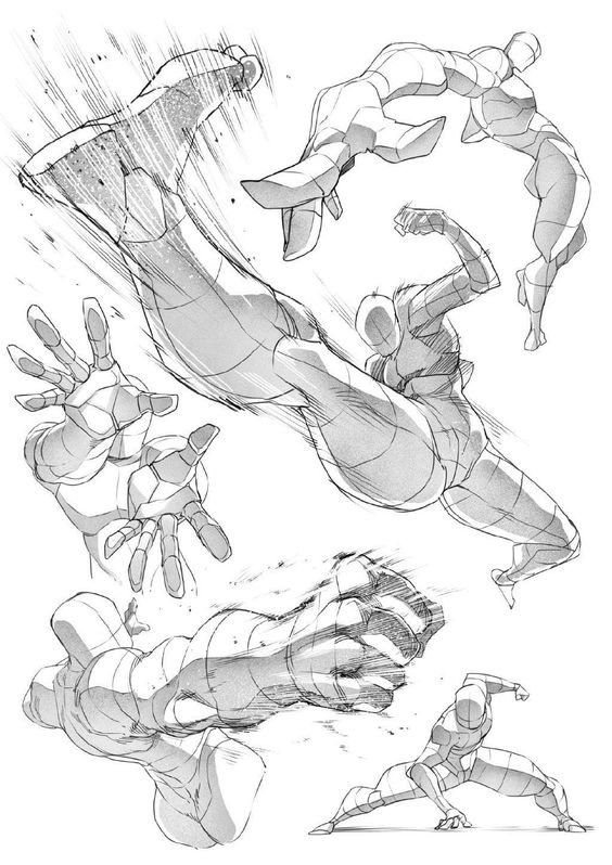 some sketches of people doing different things in the air with their hands and feet spread out