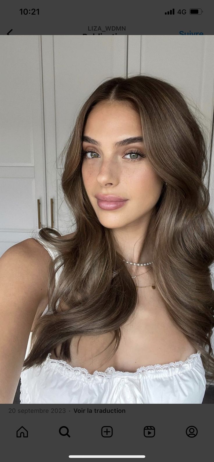 Light Brown All Over Hair Color Natural, Single Tone Brown Hair, Hair Colour Inspiration Brunette, Light Neutral Brown Hair Color, Hazel Brunette Hair, Brown Hair Fair Skin Green Eyes, Neutral Ashy Brown Hair, Colors Of Brown Hair, Beige Bayalage Brunette