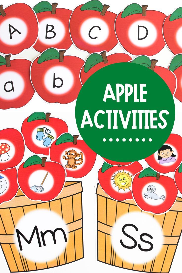 an apple themed activity for kids to learn the letter s and matching letters with apples