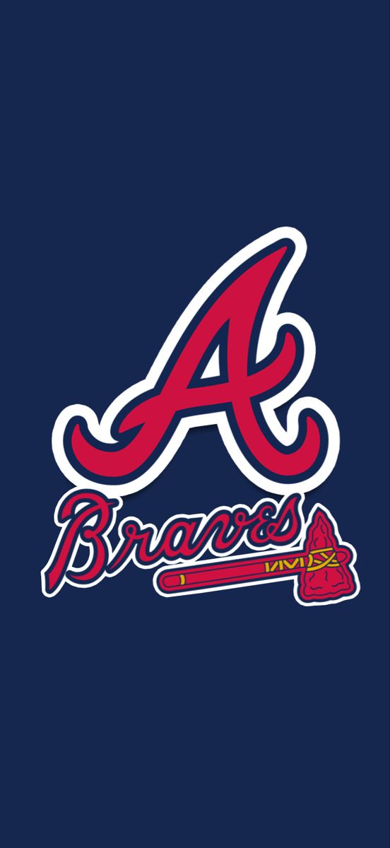 the atlanta braves logo is shown on a dark blue background with red and white lettering