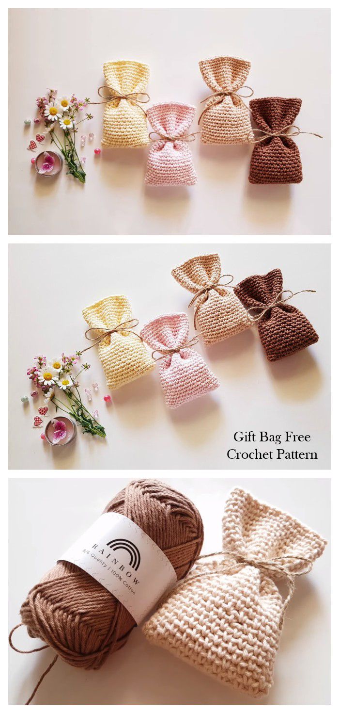 crochet patterns for baby hats and scarves are shown in three different colors