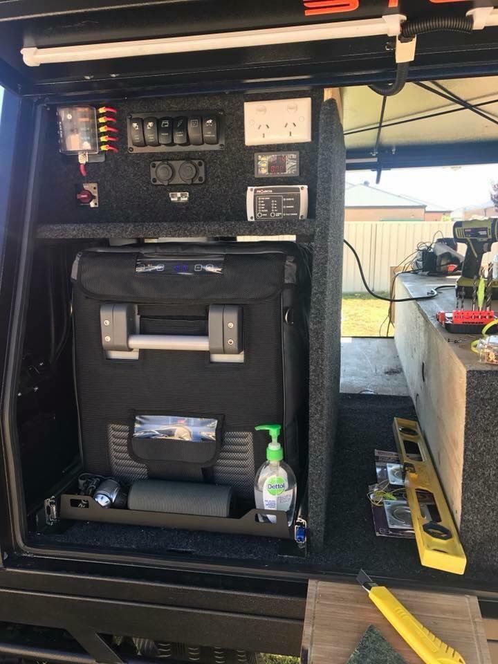 the back end of a vehicle with electronics in it