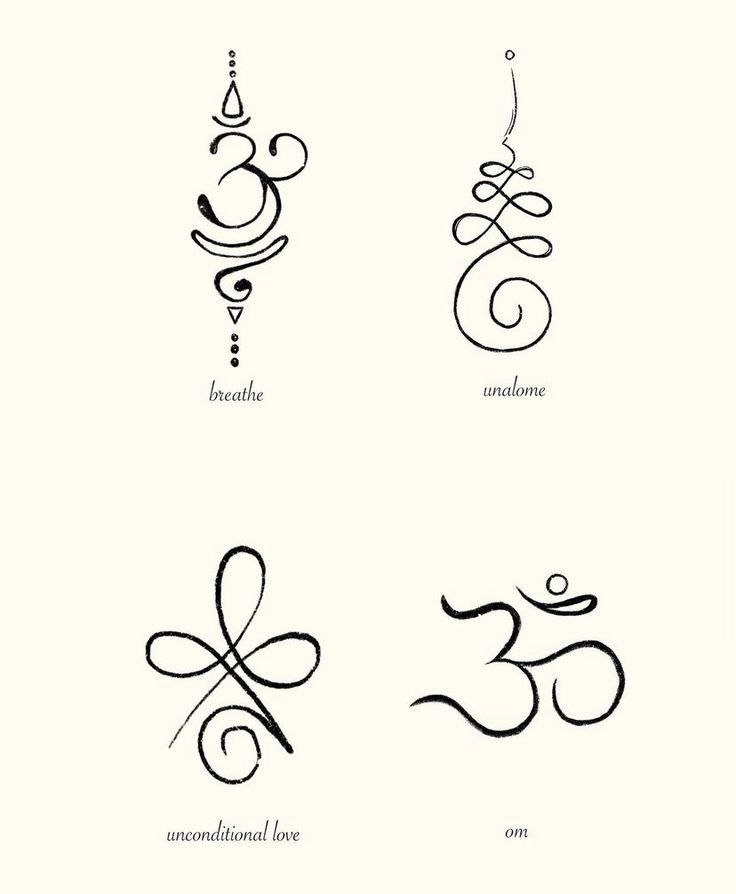 four different types of tattoo designs on a white background, each with an individual's name