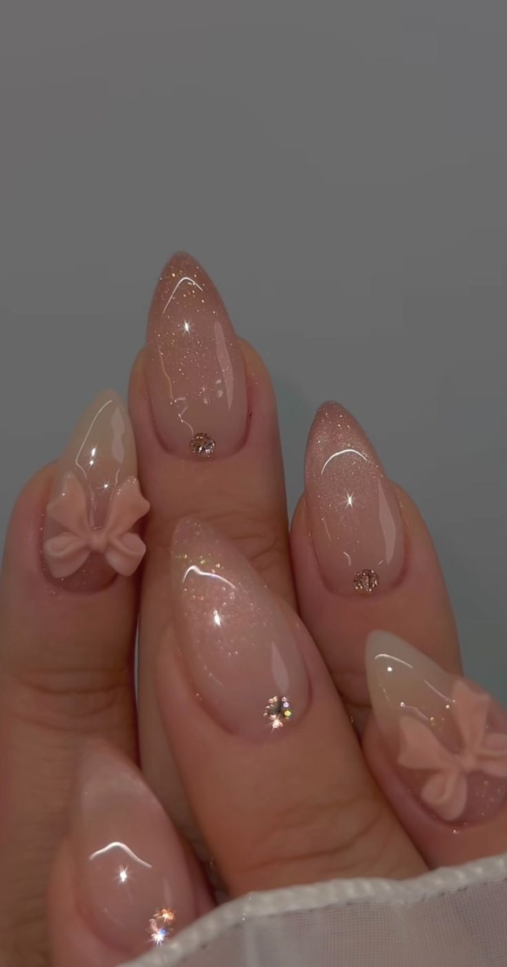 Sweet 16 Nails, Room Inspired, Hello Nails, Glittery Nails, Cute Simple Nails, Wedding Nail, Girly Acrylic Nails, Blush Nails, Pretty Gel Nails