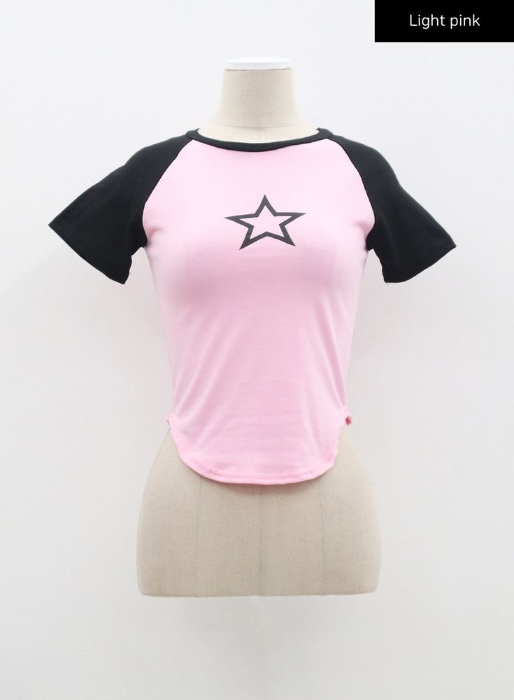 Light pink / S/M Pink Fitted Short Sleeve T-shirt, Fitted Raglan Sleeve Tops For Summer, Fitted Pink Y2k T-shirt, Pink Fitted Y2k T-shirt, Pink Long Sleeve Stretch T-shirt, Stretch Raglan Sleeve Summer T-shirt, Summer T-shirt With Raglan Sleeves, Summer Raglan Sleeve Stretch T-shirt, Fitted Pink T-shirt For Summer