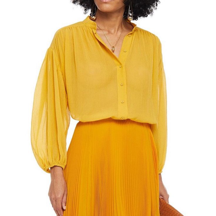 Brand New, Never Worn And In Perfect Condition. Loose Fitted. Size 1 Australian Chic Yellow Blouse For Fall, Casual Yellow Office Blouse, Elegant Long Sleeve Yellow Blouse, Chic Yellow Blouse, Chic Yellow Blouse For Work, Yellow Fall Blouse For Daywear, Yellow Fall Daywear Blouse, Spring Yellow Workwear Blouse, Chic Mustard Blouse For Fall