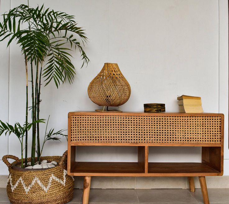 Tambora lampshade - Joglo Living Farmhouse Boho Decor, Rattan Table Lamp, Balinese Decor, Rattan Lampshade, Table Lamp Shade, Rattan Table, Table Lamp Shades, Handmade Lamps, Entry Hall