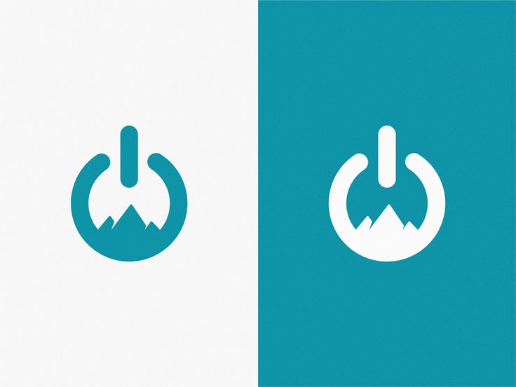 an image of two power buttons with mountains in the middle one is blue and white