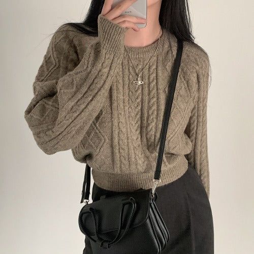 Dark Academia Cable Knit Sweater Color Categories, Street Style Outfits Casual, Korean Fashion Fall, Style Mood Board, 2 Piece Skirt Set, Long Midi Dress, Studying Inspo, Vintage Casual, Brown Sweater