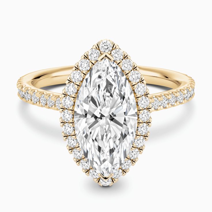 The Ecksand Iconic Diamond Engagement Ring with Halo and Diamond Pavé shown with Marquise in 18k Yellow Gold Printable Ring Size Chart, Engagement Ring With Halo, Ethical Diamonds, Ring With Halo, Diamond Picture, Diamond Halo Engagement Ring, Types Of Diamonds, Ring With Diamond, Halo Engagement Rings