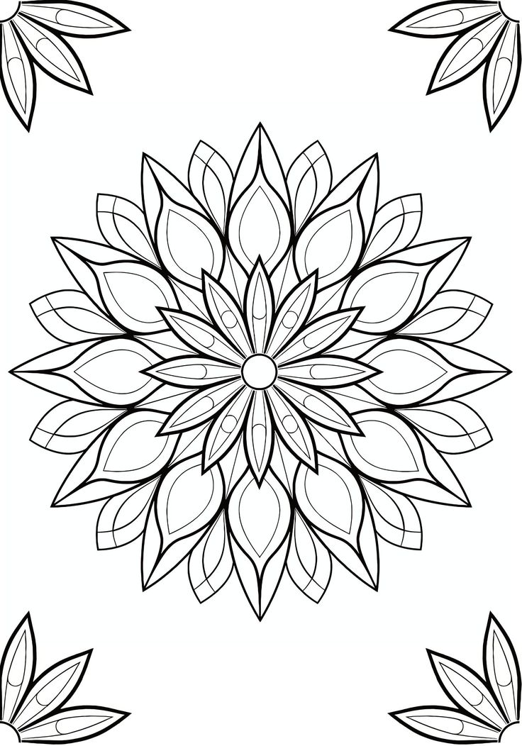 a black and white drawing of a flower with leaves on the petals, as well as an