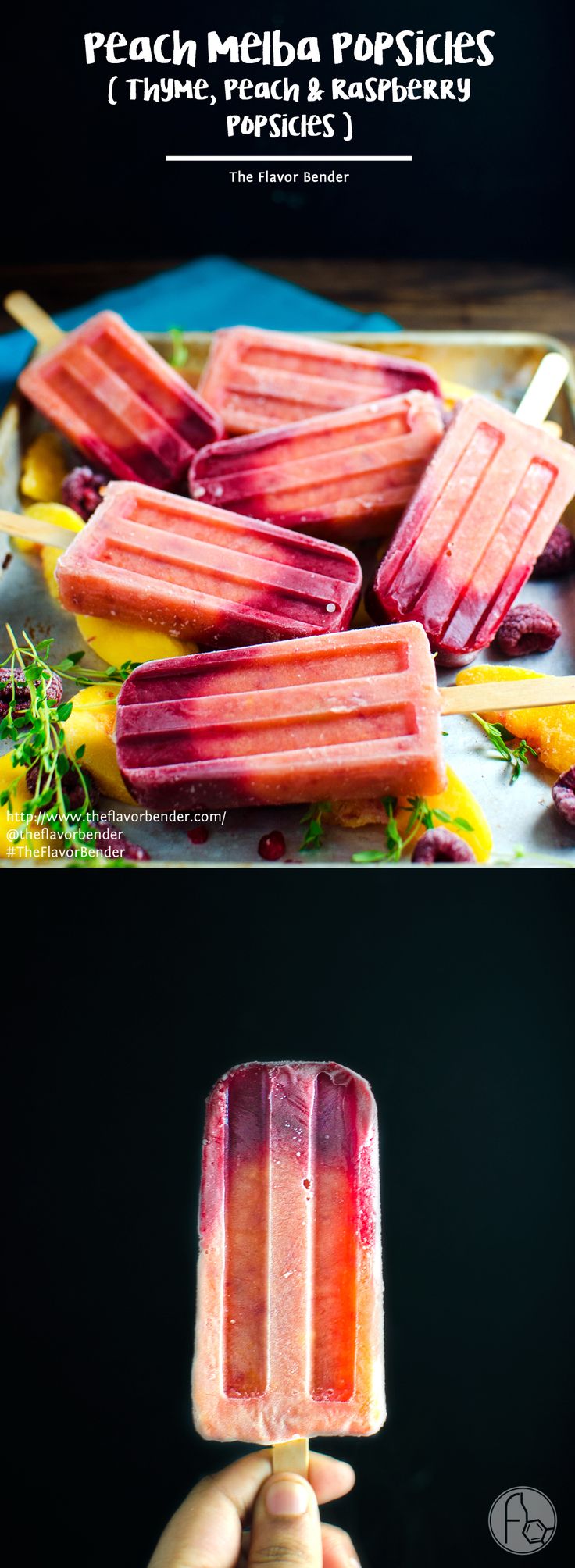 popsicles made with fresh melon and raspberry are ready to be eaten