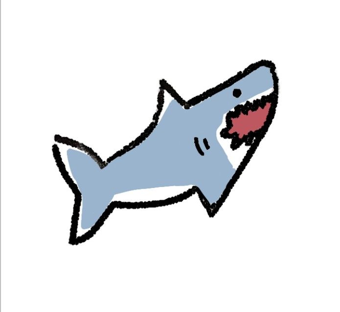 a drawing of a shark with its mouth open