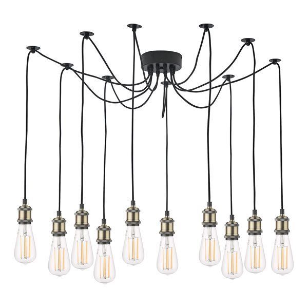 six light chandelier with multiple bulbs hanging from the ceiling